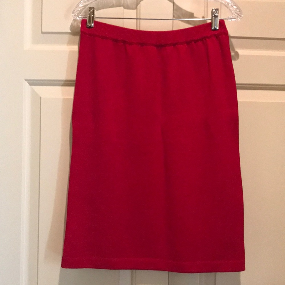 Red Knit St. John Skirt